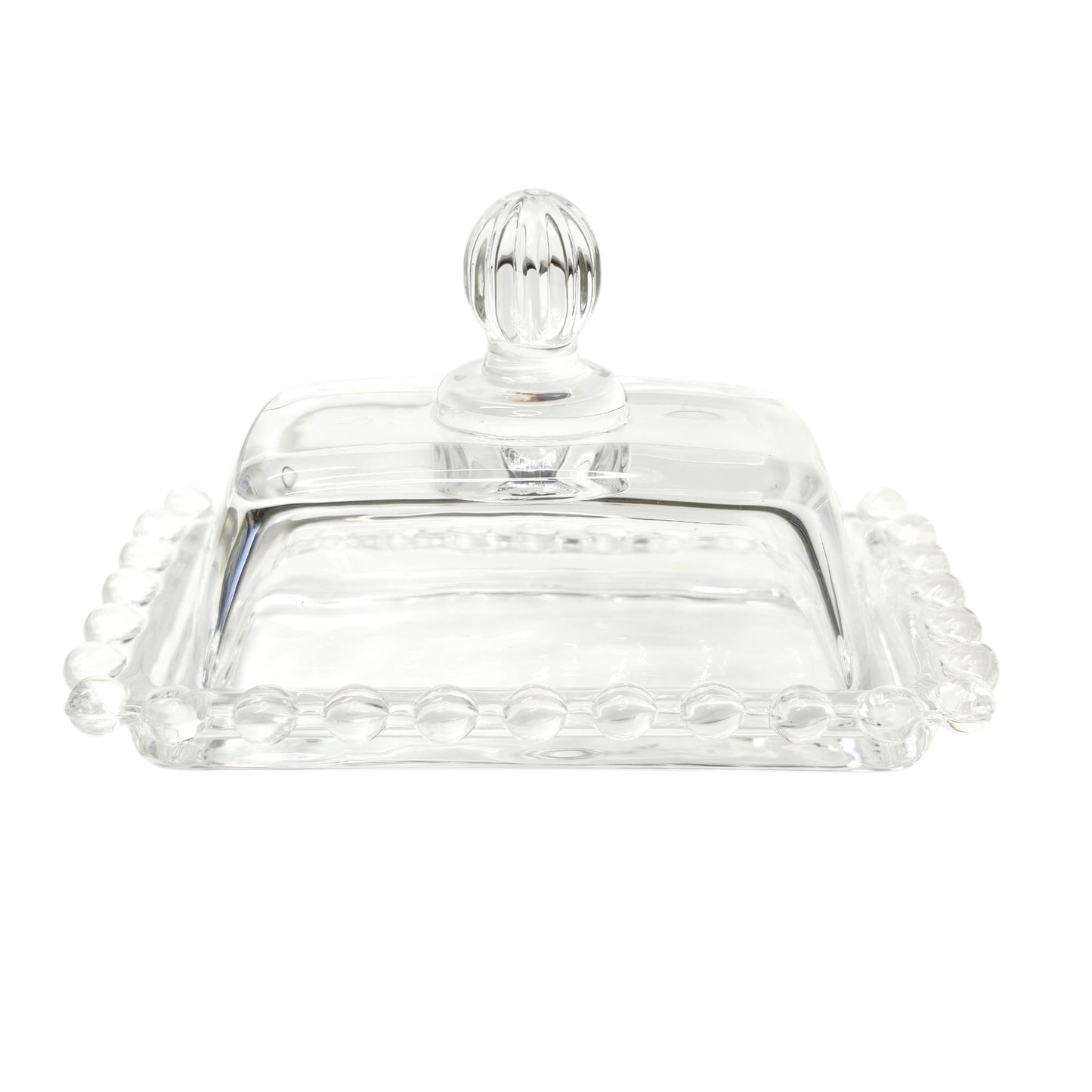Circleware Mini Glass Butter Dishes - Set of 2 Vintage Style Clear Pressed Glass