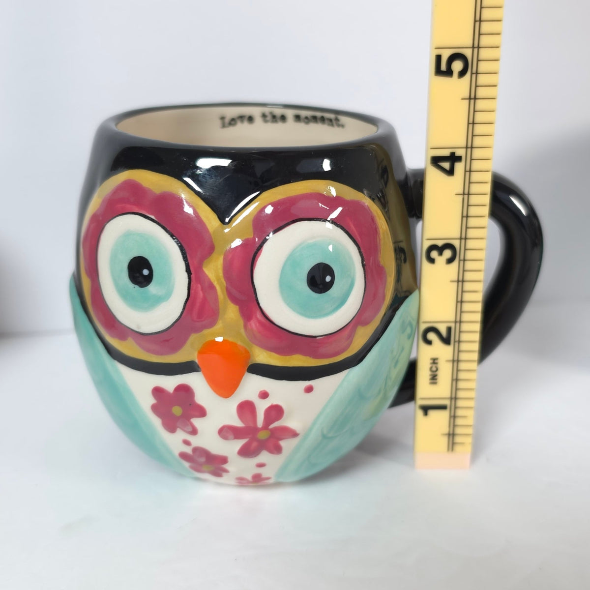 Natural Life Owl Coffee Mugs Set of 2 Love the Moment Black Turquoise