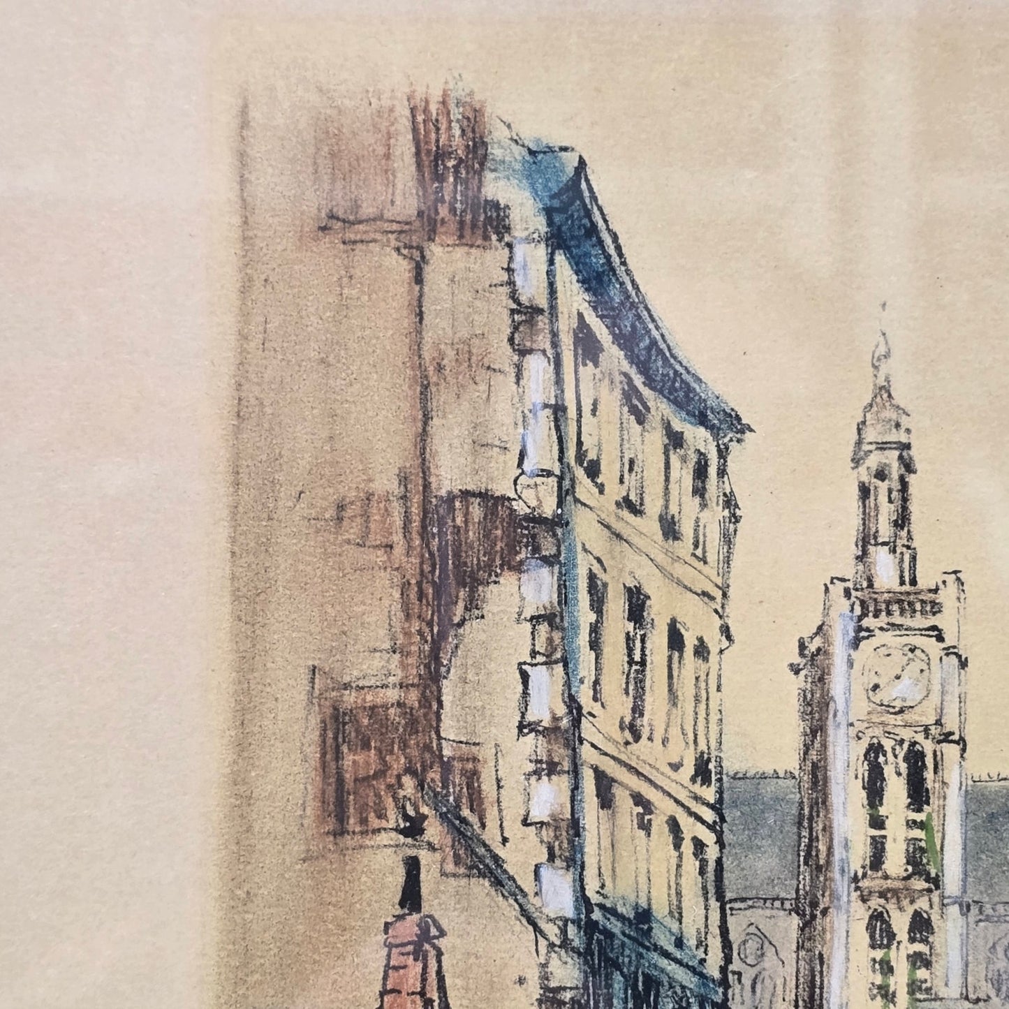 Signed Barday French Artist Lithograph Paris Eglise st Genevieve Paris Scene Vtg