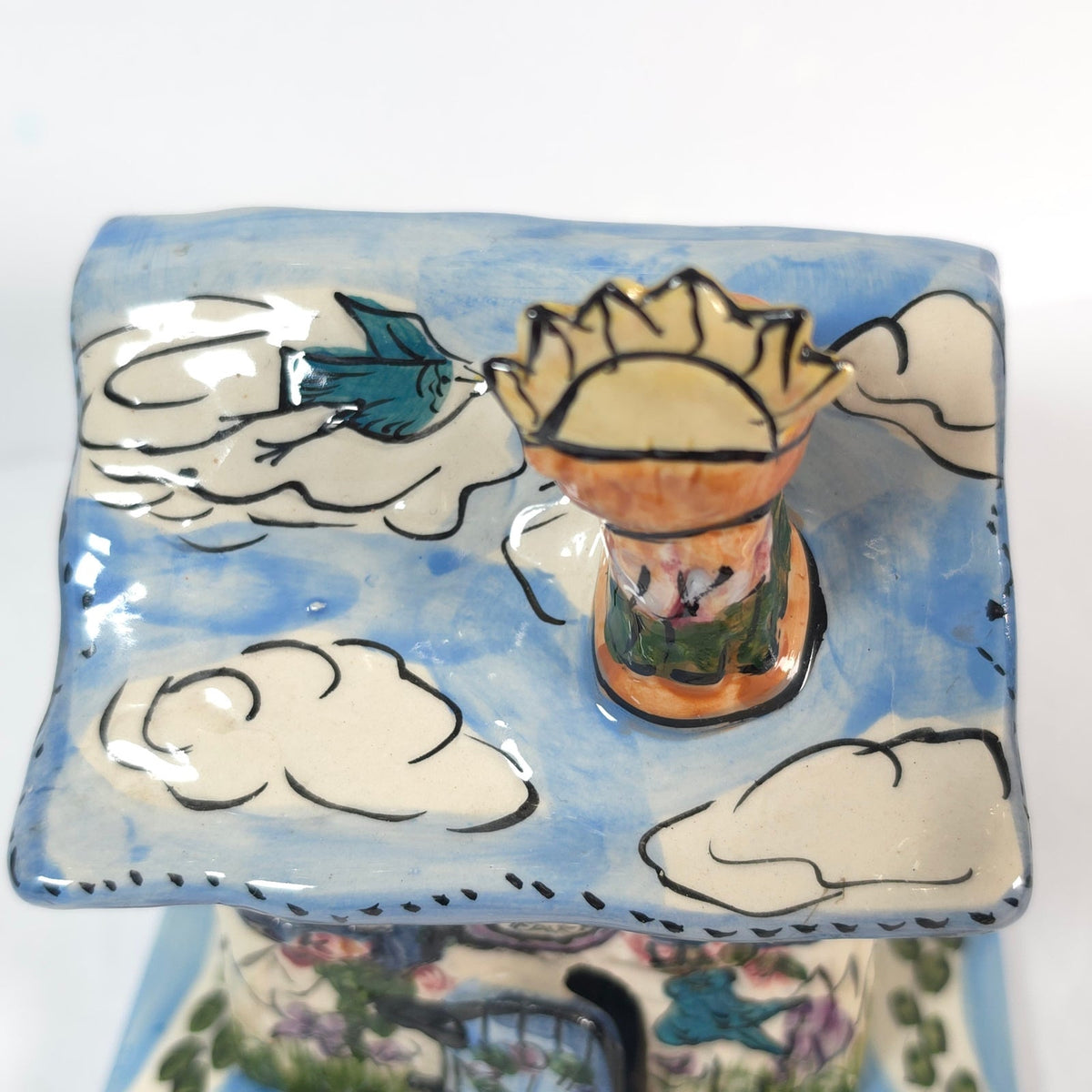 Vintage Blue Sky Little Bit of Heaven Cottage Tealight House & Plate 2000