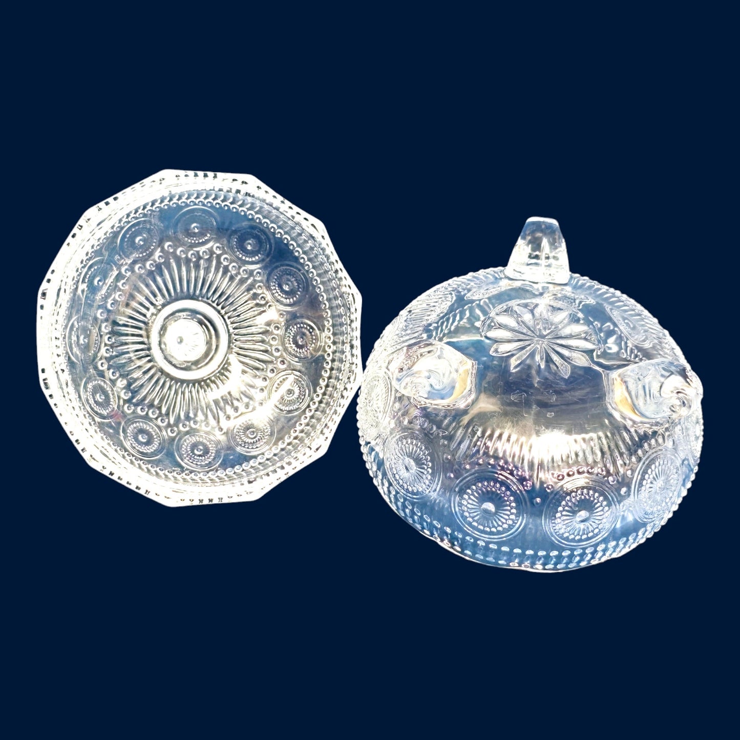 Vintage-Inspired Footed Glass Candy Jar / Trinket Box with Lid