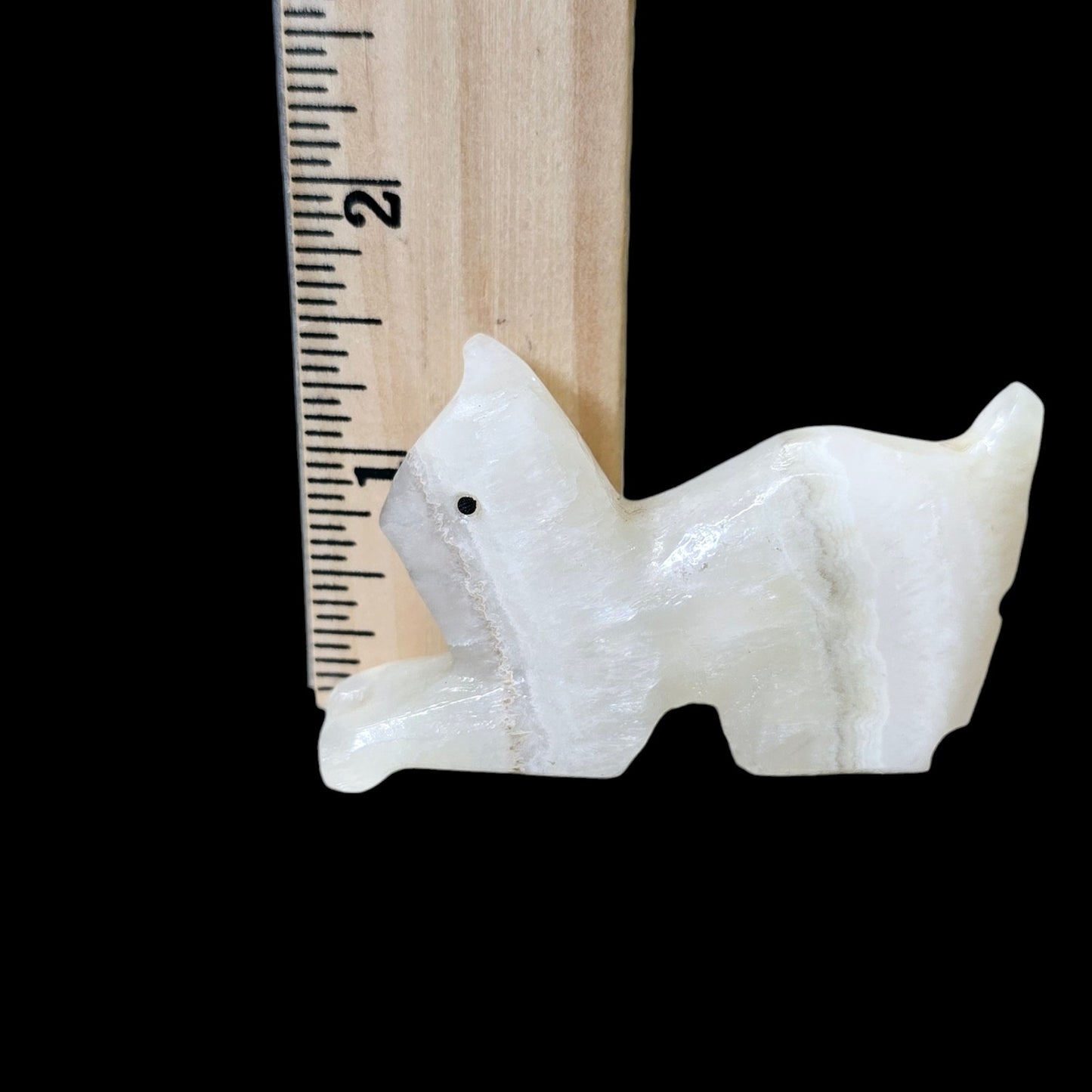 Hand Carved Onyx Cat, Crouching Cat Ready to Pounce Cat Figurine