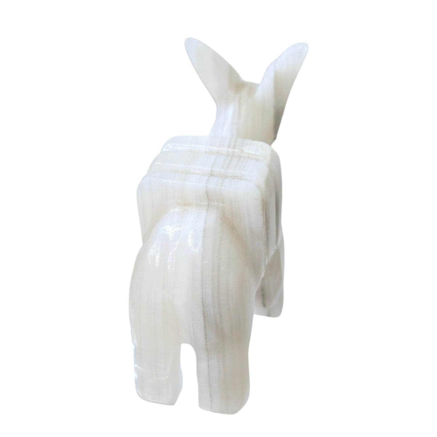 Hand Card White Onyx Burro Mule with Pack Saddle, Donkey, Nativity