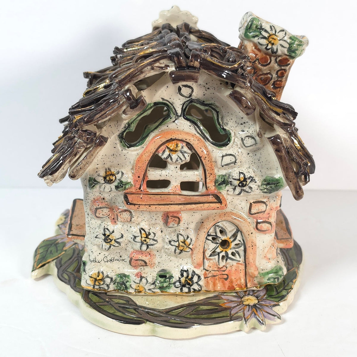 Vintage Blue Sky Clayworks Mom's Nest Cottage Tealight House & Plate 2002
