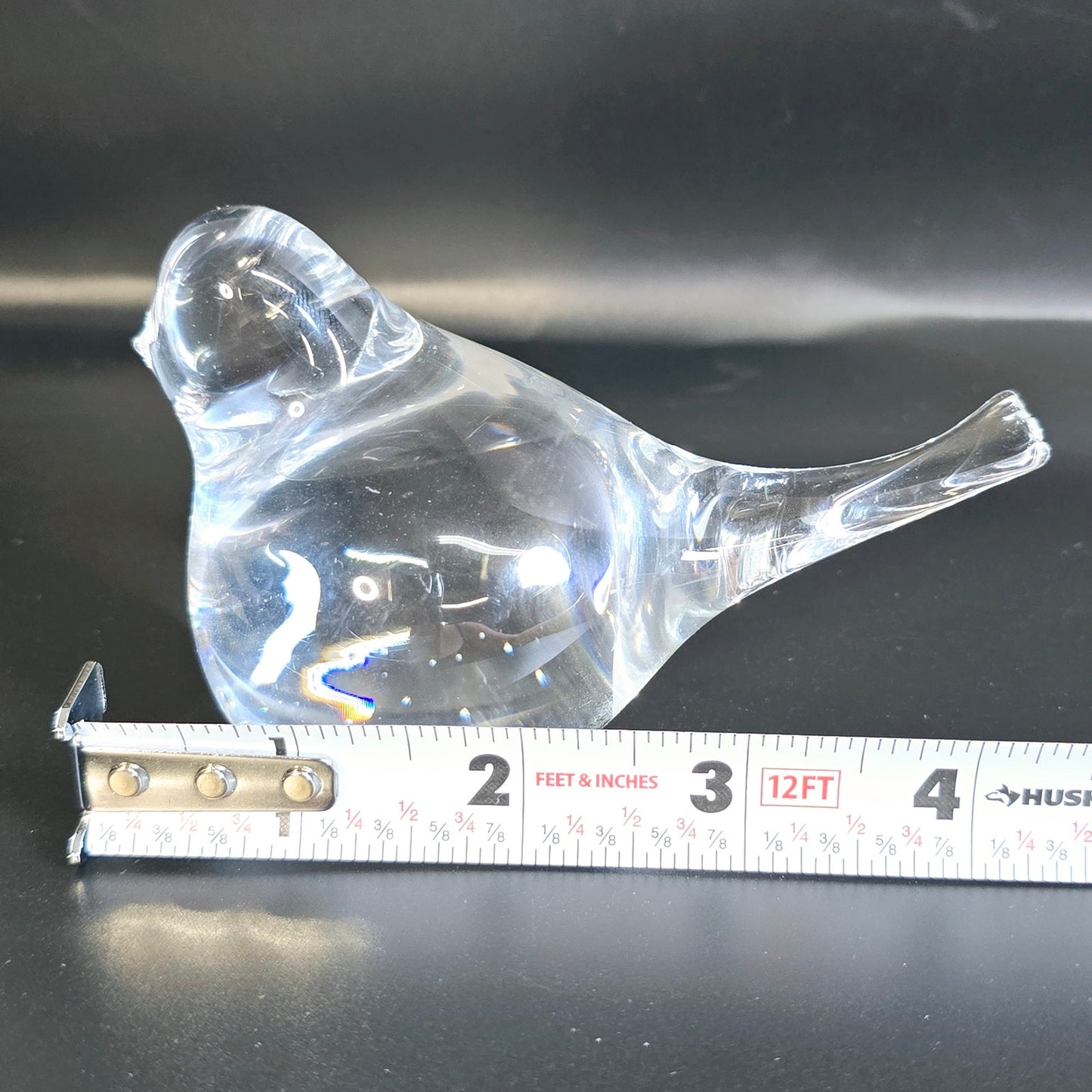 Handblown Clear Art Glass Whale, Polished Bottom