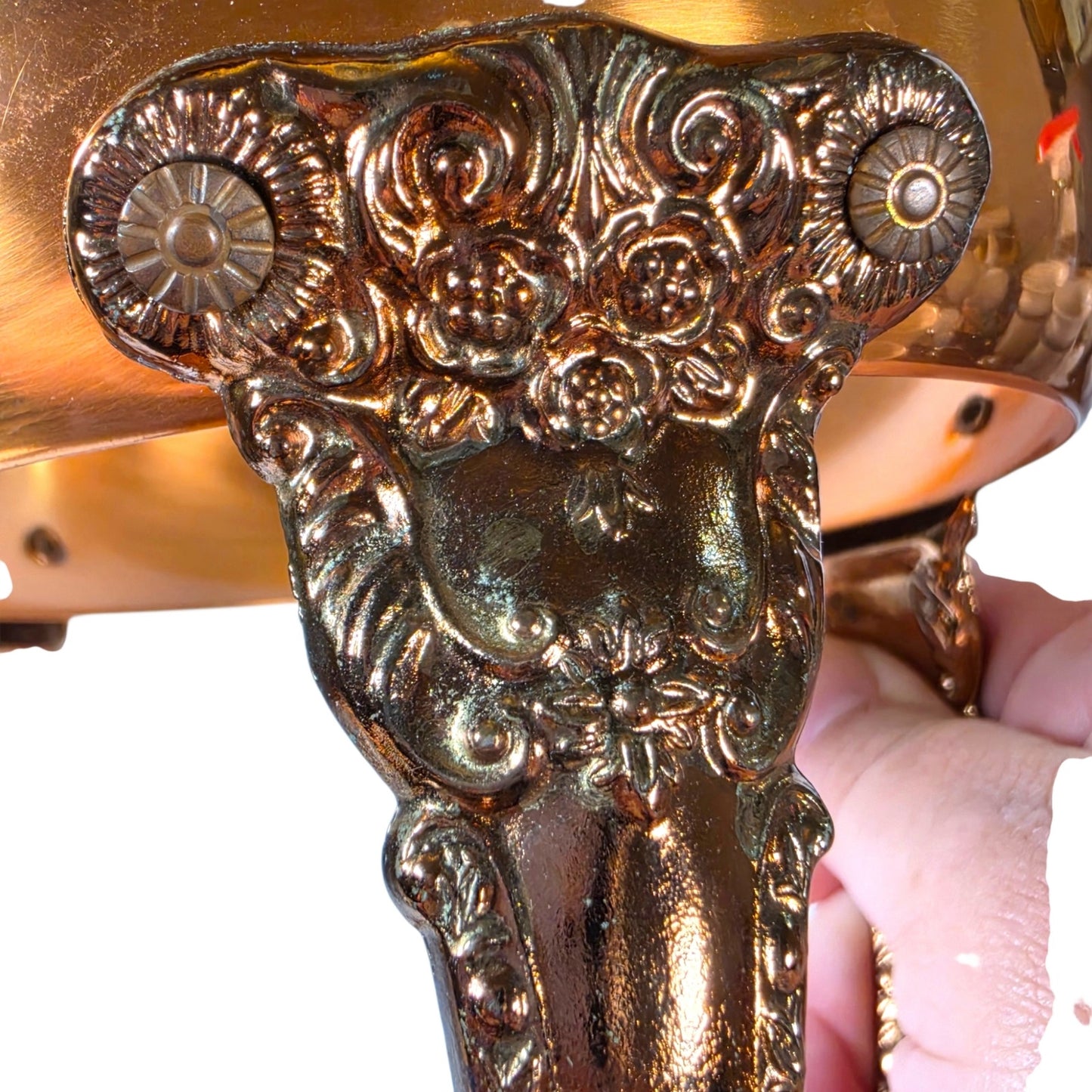 Vintage French Country Brass Copper Plant Stand Eclectic Victorian Paw Foot