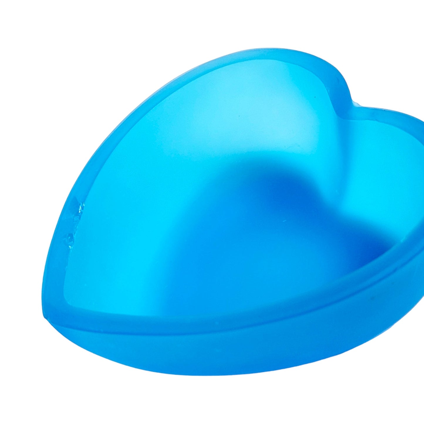 AS IS 1970's Westmoreland Daisy Blue Satin Glass Heart Trinket Dish with Lid FLAW