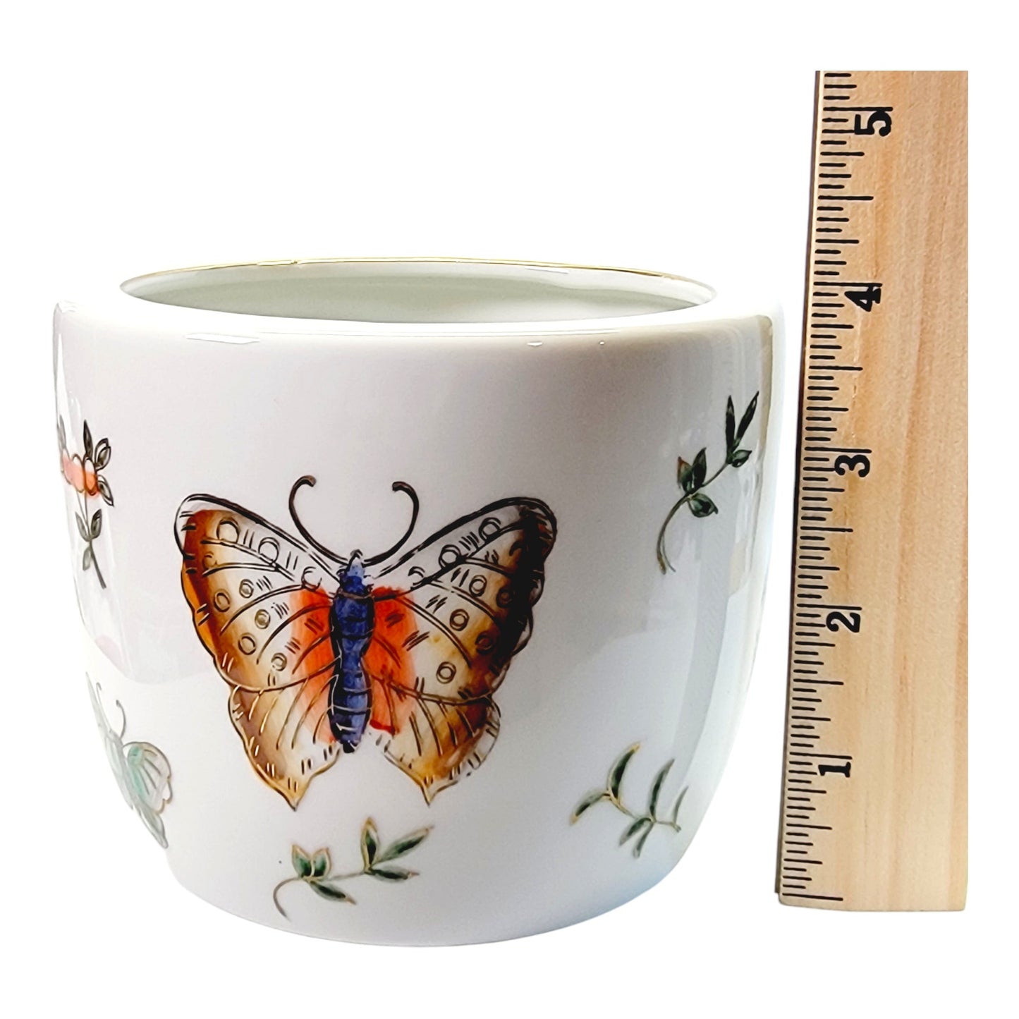 Porcelain Butterfly Flower Pot 4" H