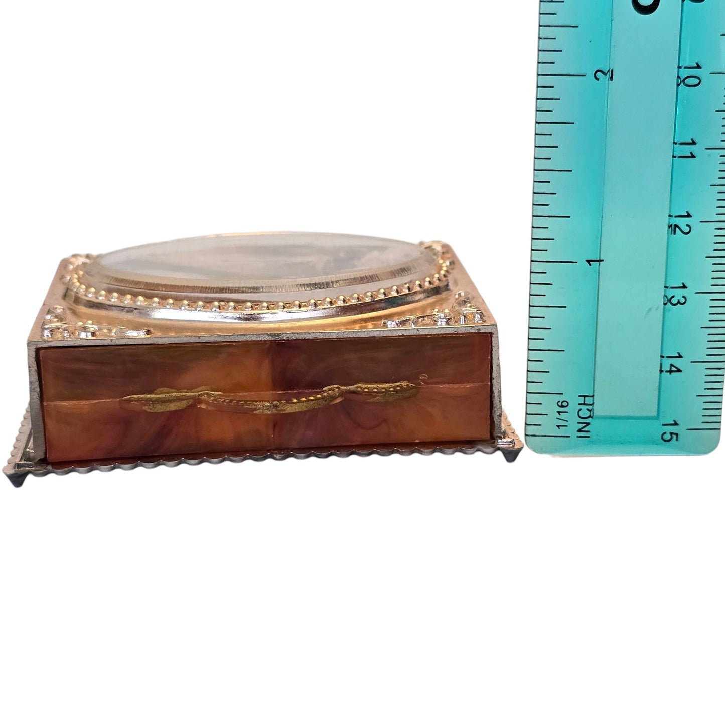 Vintage Notre Dame of Lourdes Plastic Rosary Box Drawer with Rosary