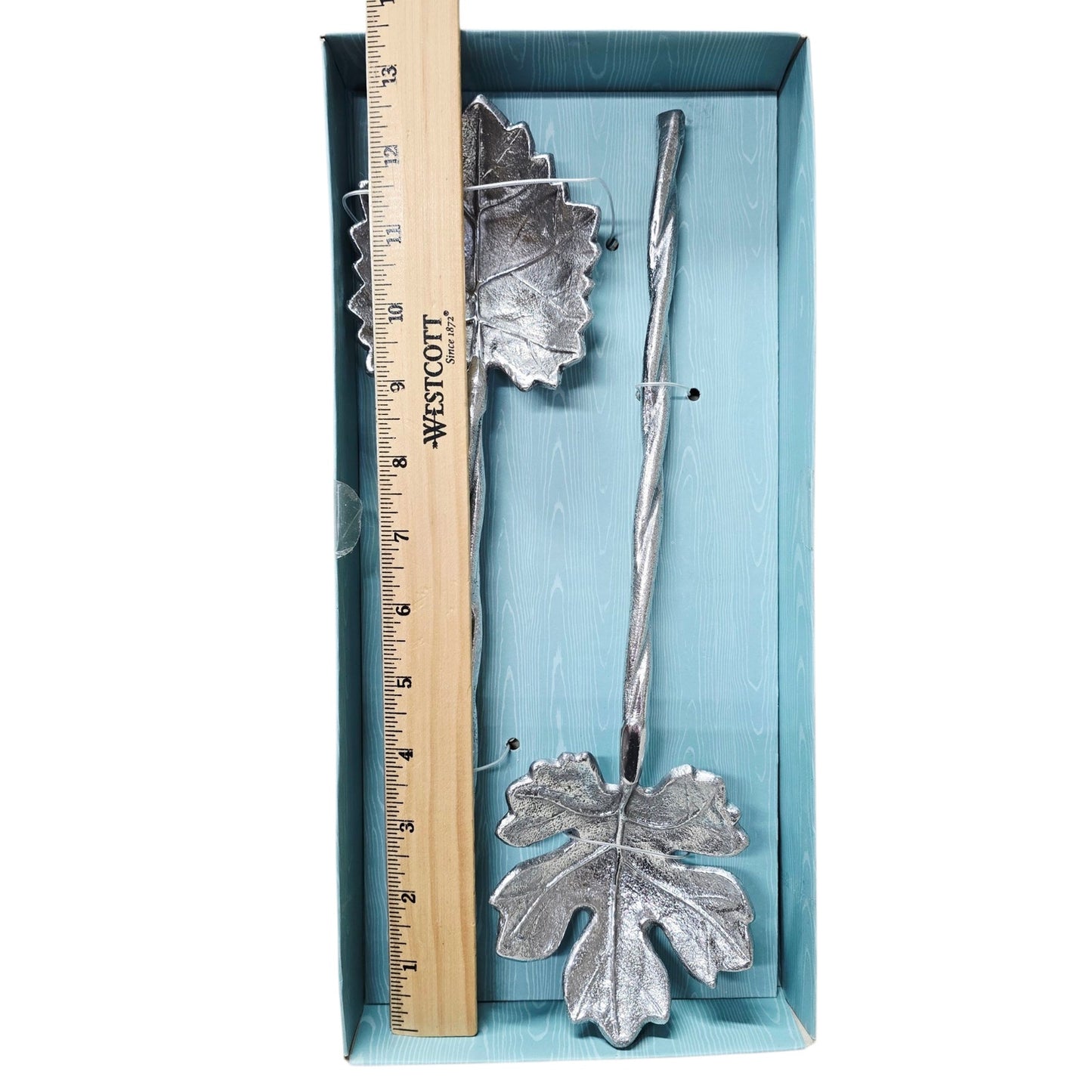 Martha Stewart Collection Park Leaves Salad Servers 2-Pc Rustic Macy's Regency NIB