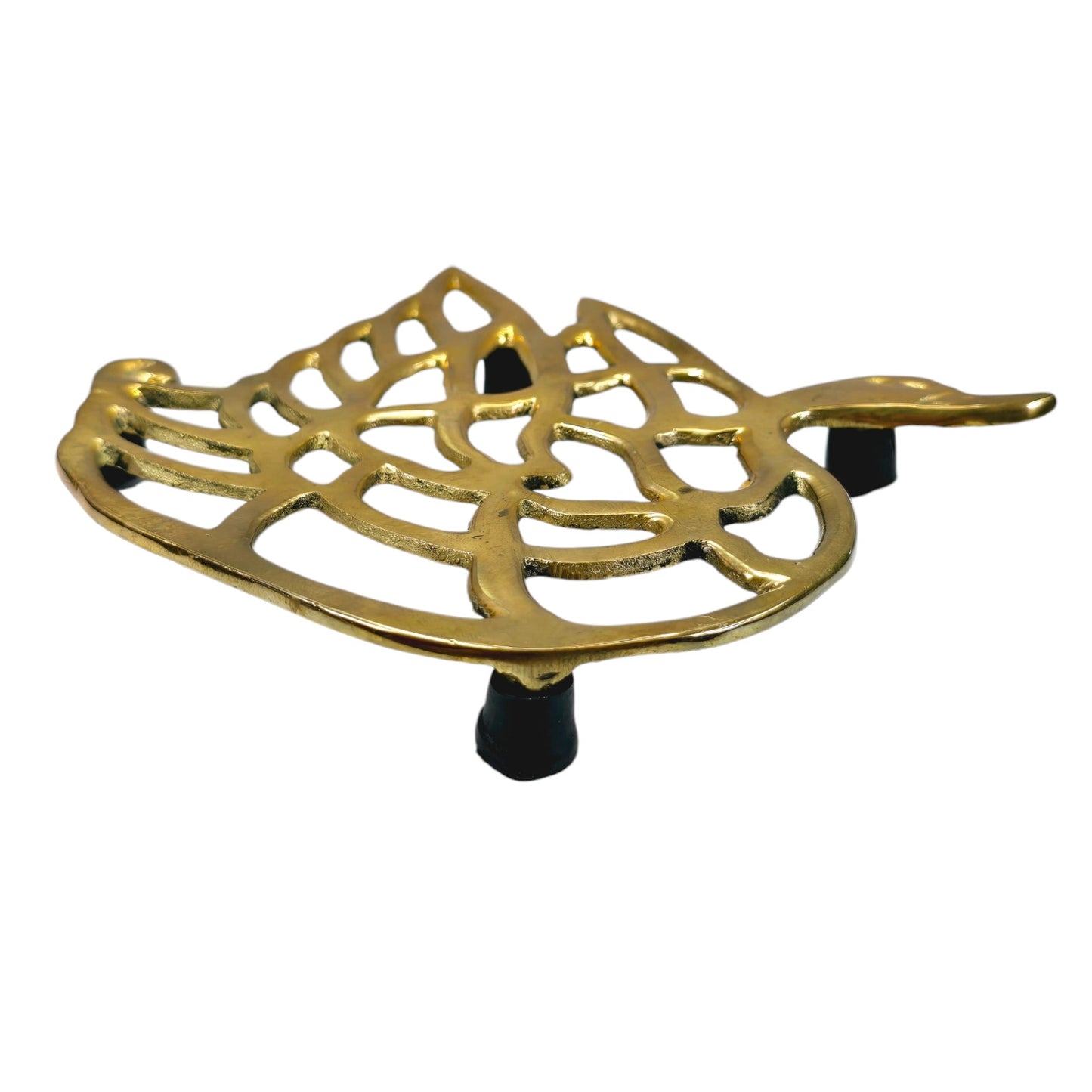 Vintage Brass Duck Swan Trivet, 6.5" W x 6.25" H