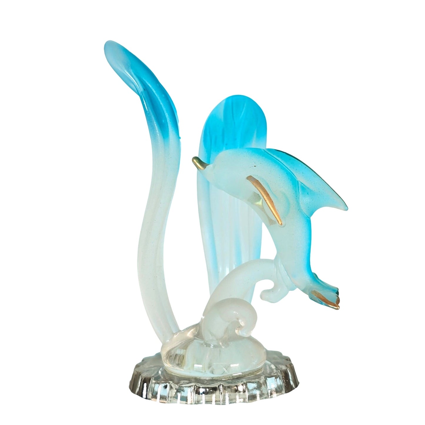 B Hand-Blown Art Glass Dolphin Figurine