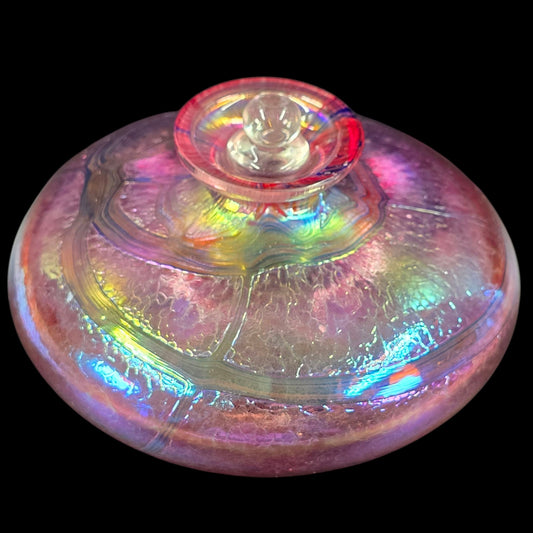 Royal Limited Art Glass Iridescent Swirl Perfume Bottle with Stopper (Stopper AS IS)