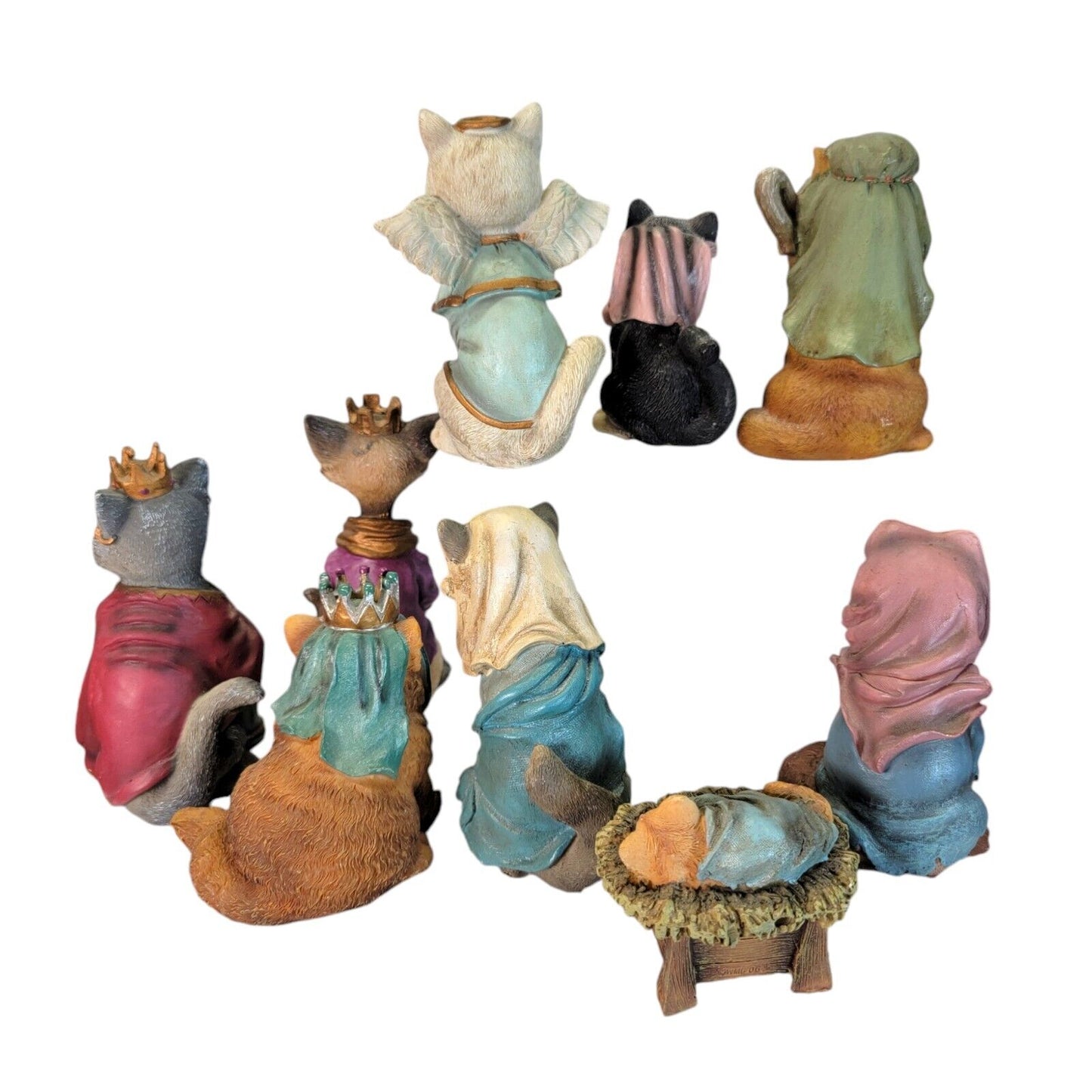 9 Pc Cat Nativity Set, Cat Christmas Cat Figurines WMG 2006-Angelee