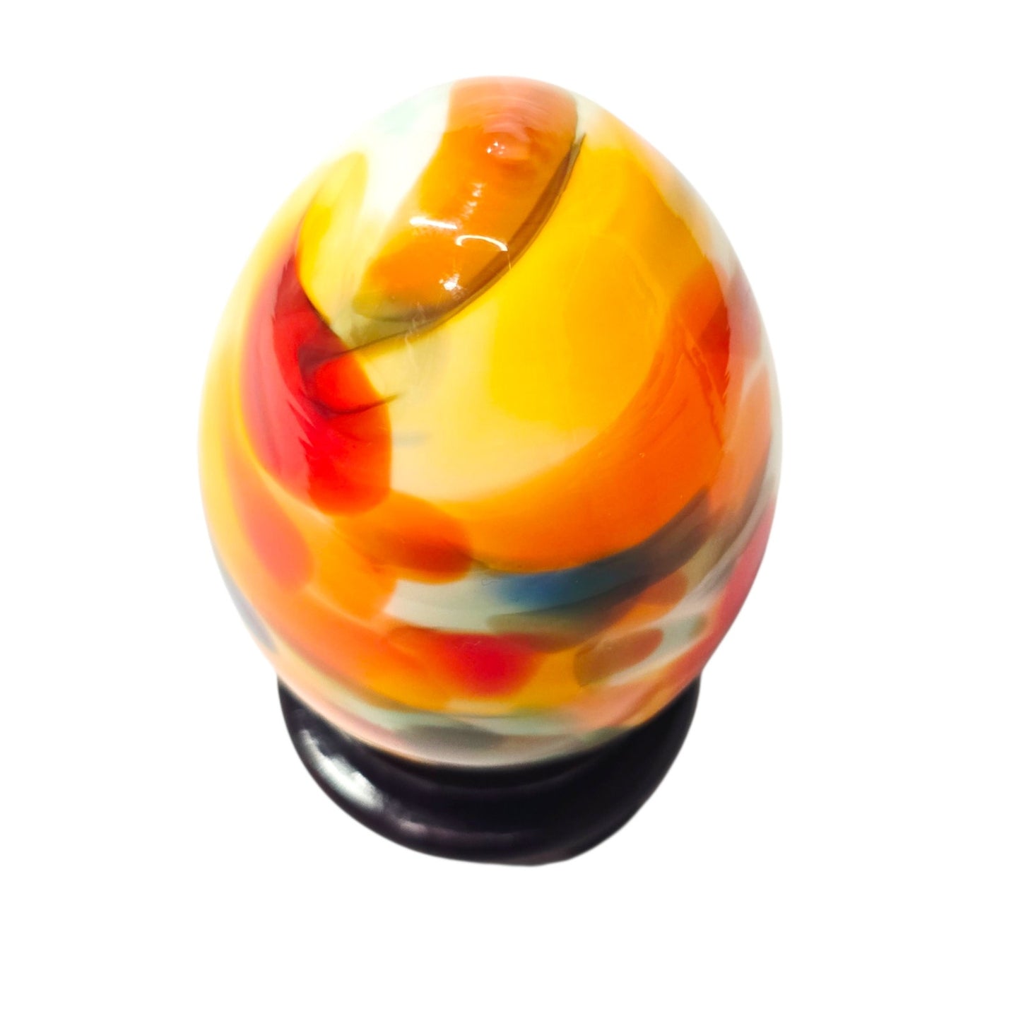 Vintage EXBOR Czech Republic Art Glass Egg Sculpture - Hand Blown Bohemian Glass