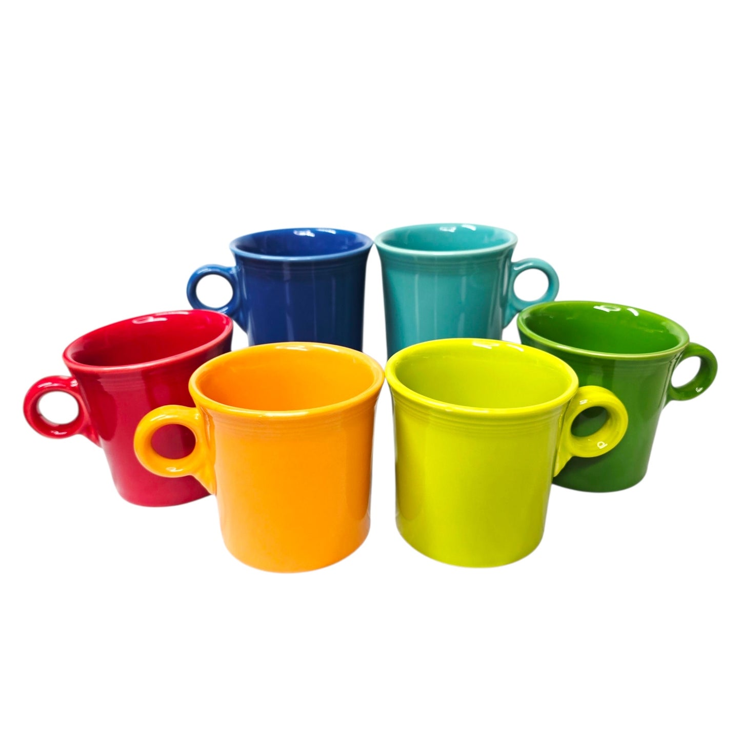 Set of 6 Fiesta Rainbow Ring Handle Mugs - Multi-Color Collection