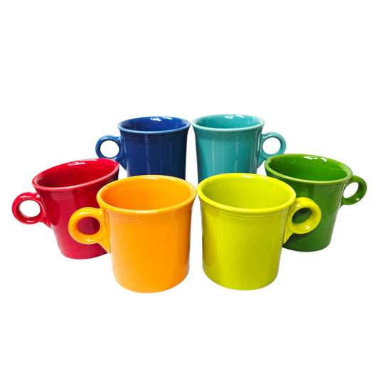 Set of 6 Fiesta Rainbow Ring Handle Mugs - Multi-Color Collection