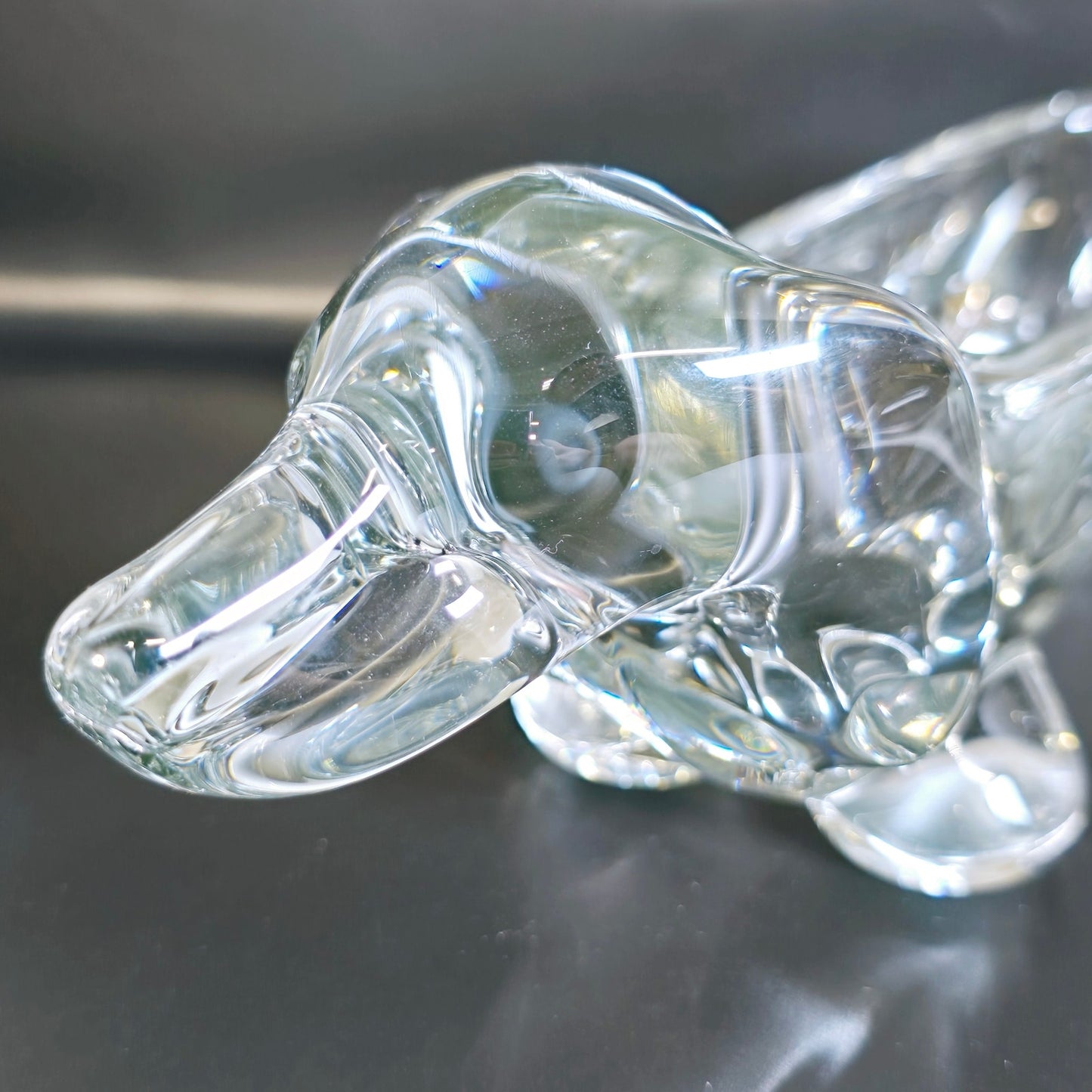 Hand-Blown Vintage Glass Lead Crystal Dachshund Weiner Dog Dish