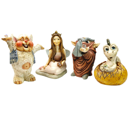 Lot of 4 World of Krystonia England Panton Figurines Shigger Trumph Tokkle Vena