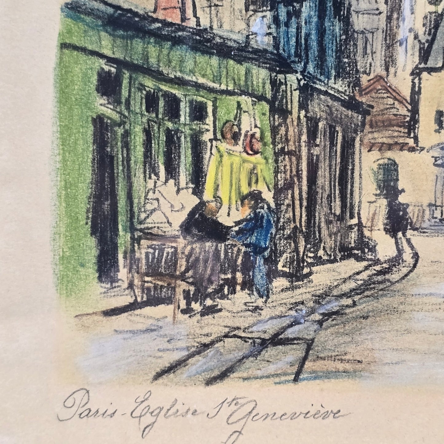 Signed Barday French Artist Lithograph Paris Eglise st Genevieve Paris Scene Vtg
