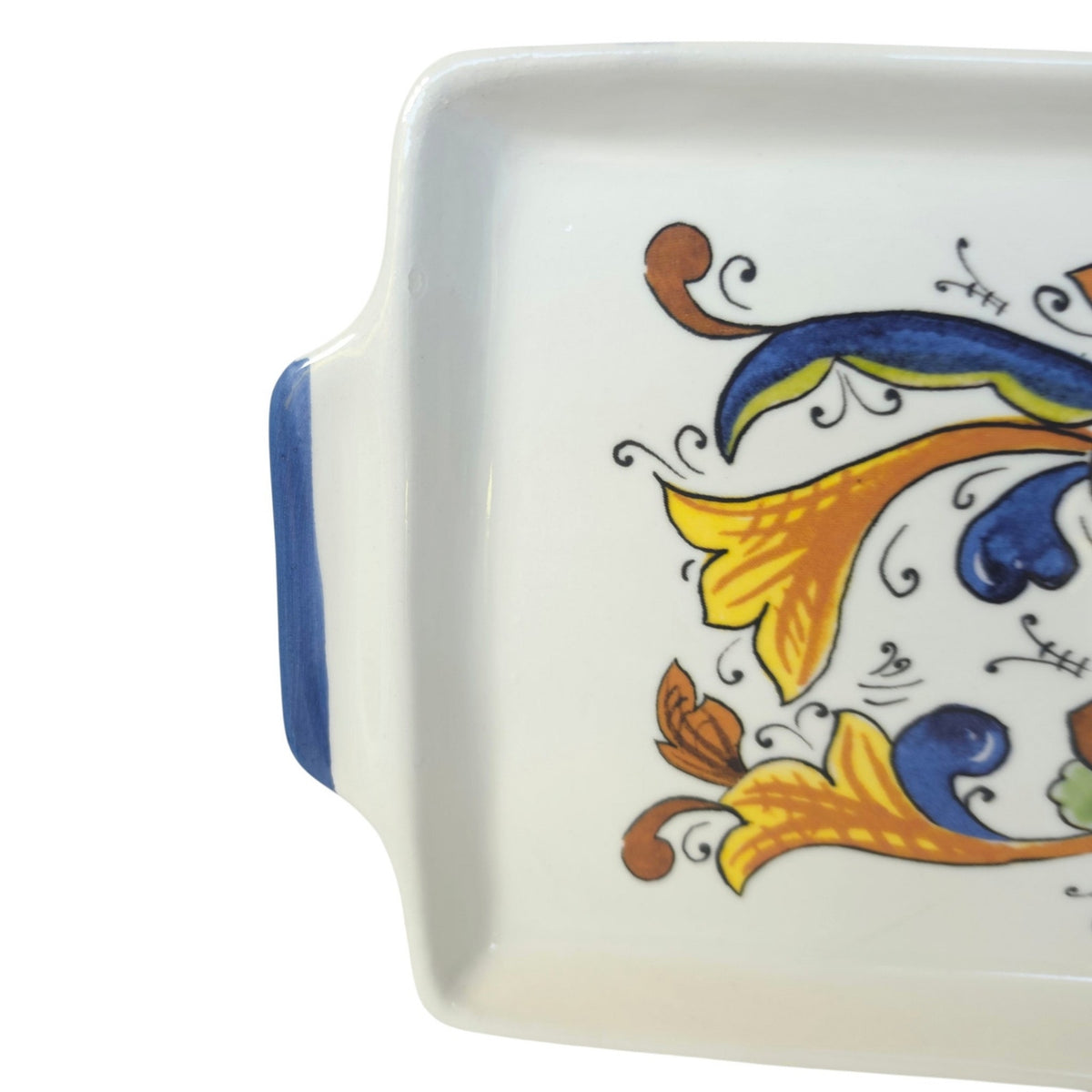 Azzurra Ceramiche Italy Hand Painted Ceramic Serving Tray Floral Italian Pottery