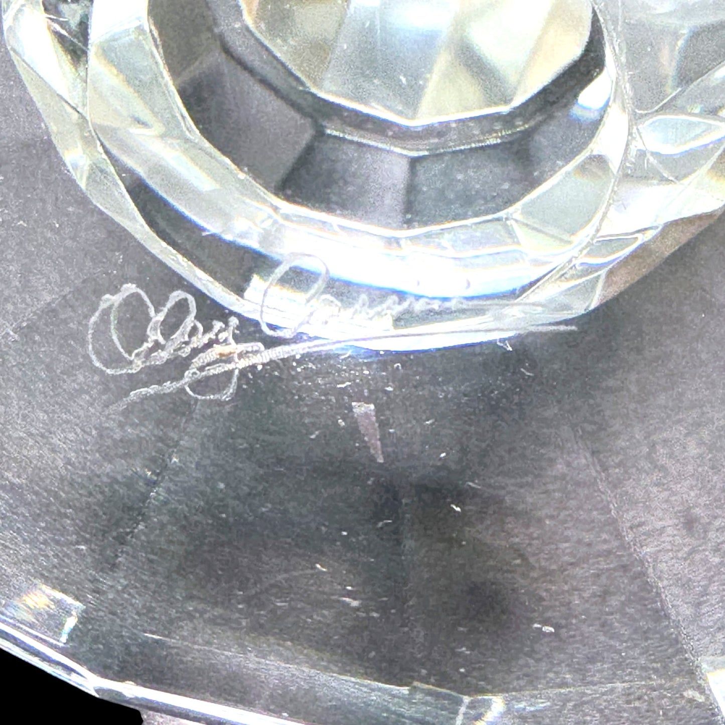 AS IS Oleg Cassini Crystal Pillar Candle Holders,  Set of 2, Small Flaw