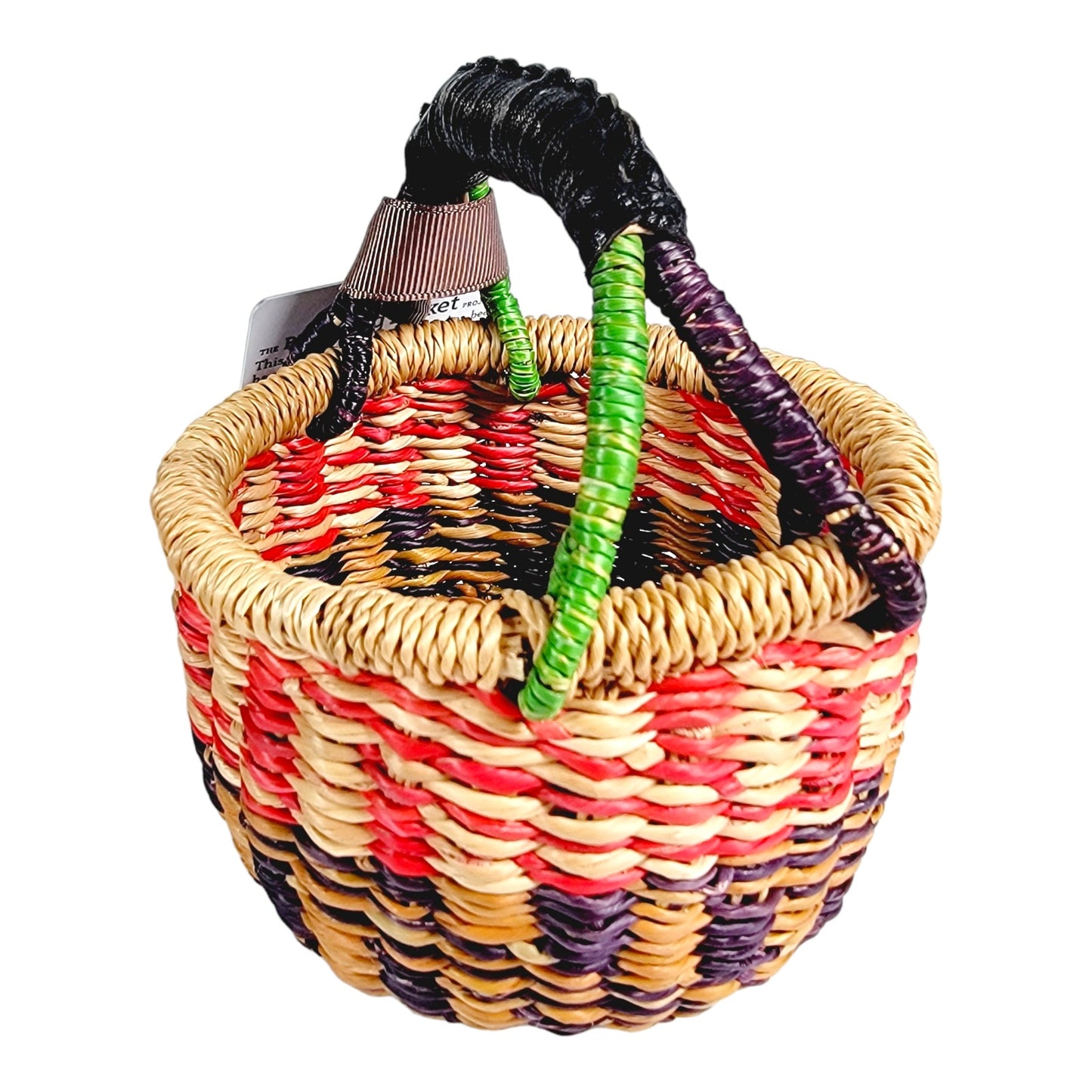 Hand Made Miniature Blessing Basket, Colorful Basket Made in Ghana