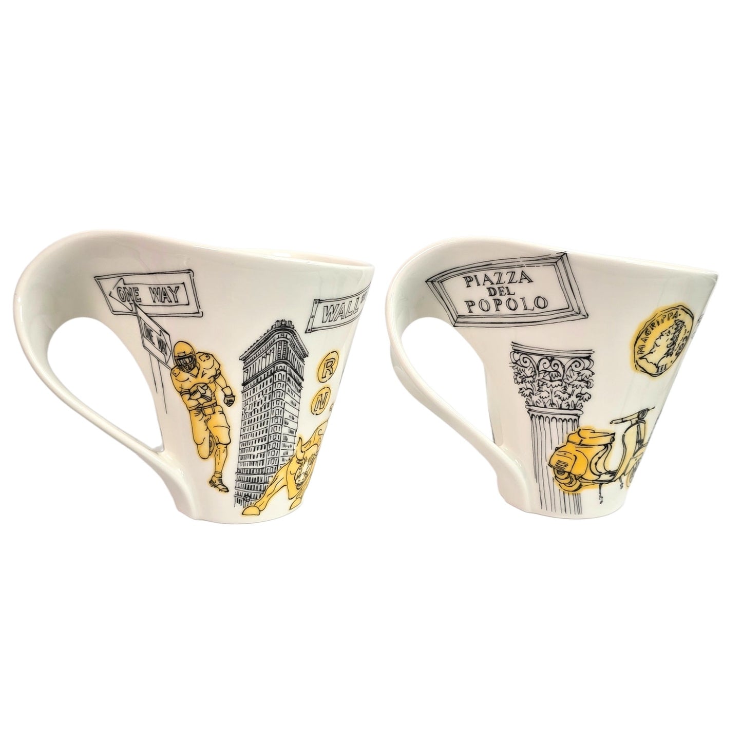 Set of 2 Villeroy & Boch New Wave Cities of the World Mugs Rome & New York