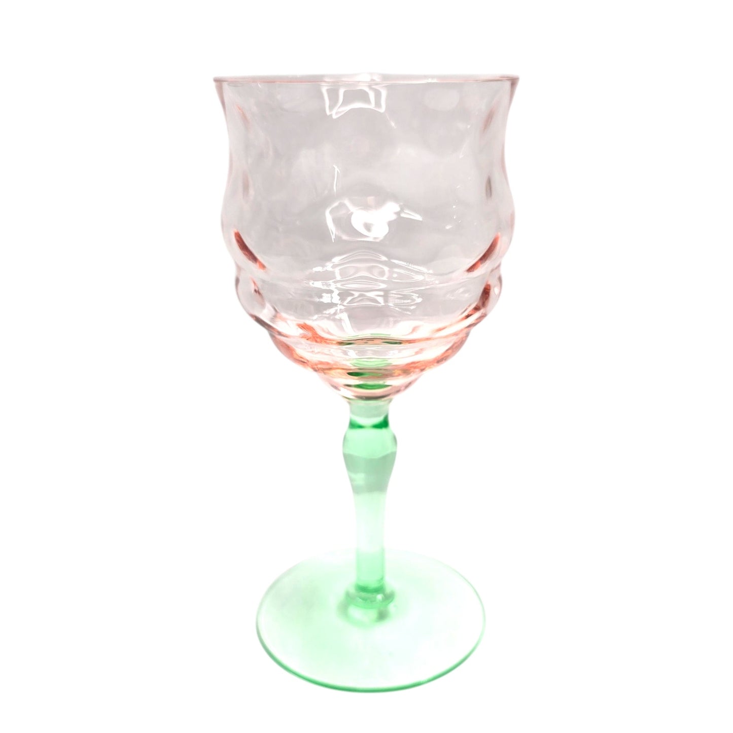 AS IS Tiffin Watermelon Uranium Glass Cocktail Coupe Champagne Glasses Set of 2