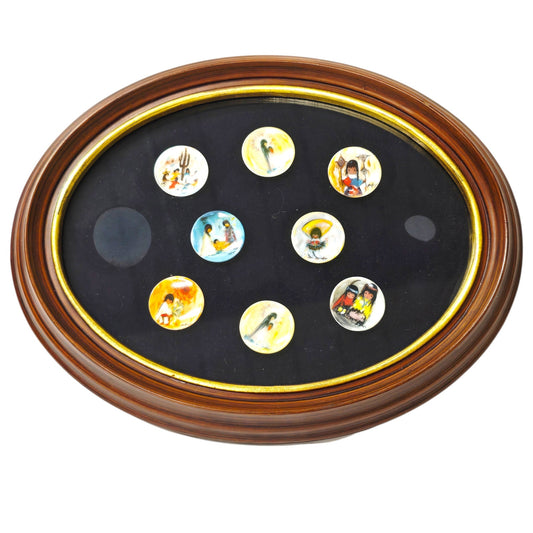 Framed DeGrazia Miniature Plates - Set of 8 Signed & Numbered Porcelain
