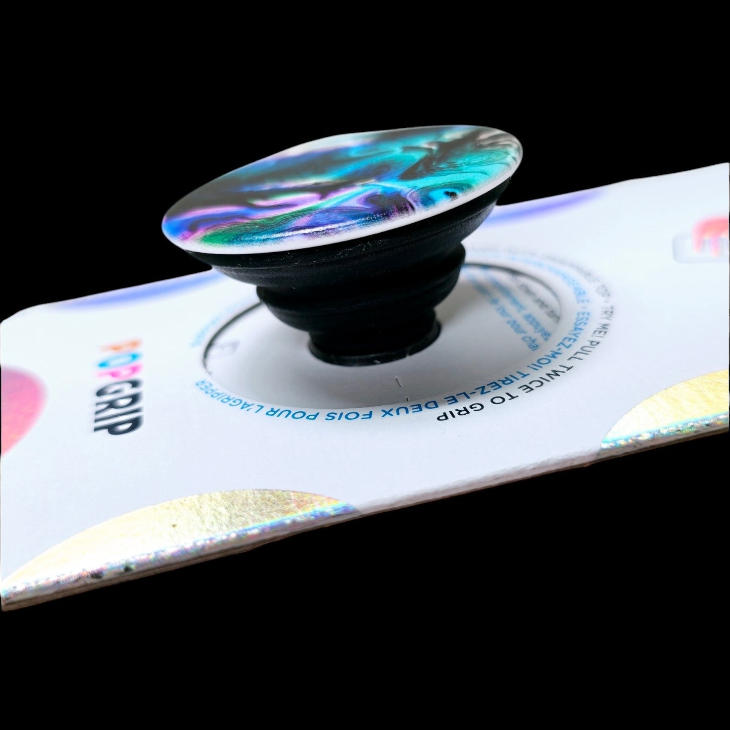 NEW! PopSockets PopGrip Phone Grip Stand Oil Agate with Swap Top Swirl Pattern