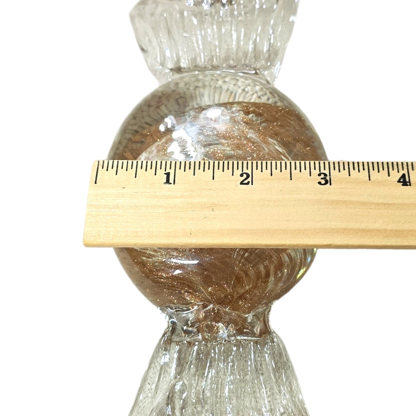 Large Handblown Art Glass Candy Gold Glitter Swirl, Glass Candy Decoration