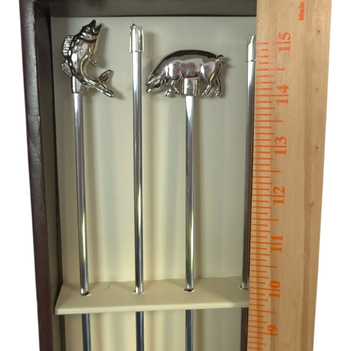 Williams-Sonoma Chrome Animal Skewers Set of 4 Cow Pig Rooster Fish NIB