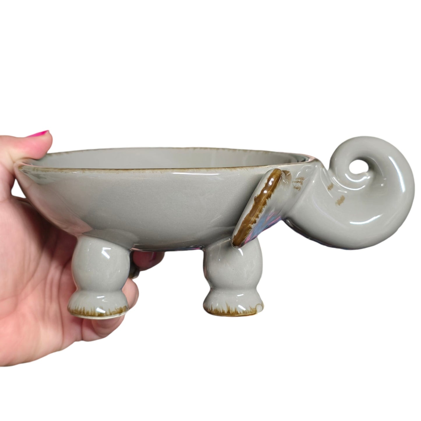 Elephant Home Essentials Novelty Trunk Ceramic Trinket Bowl