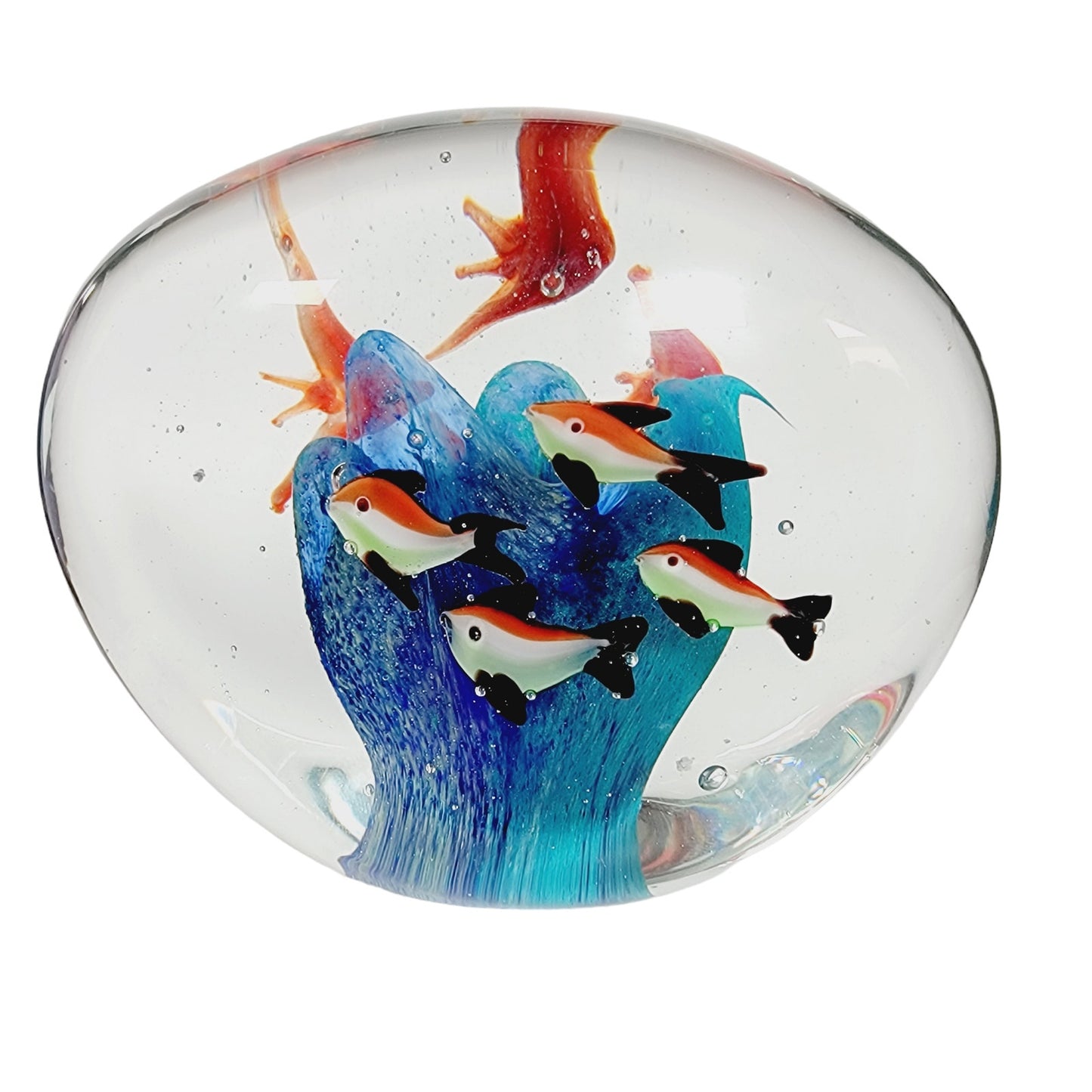 Hand Blown Fish Aquarium Paperweight, Art Glass Fish Aquarium Murano Style Fish