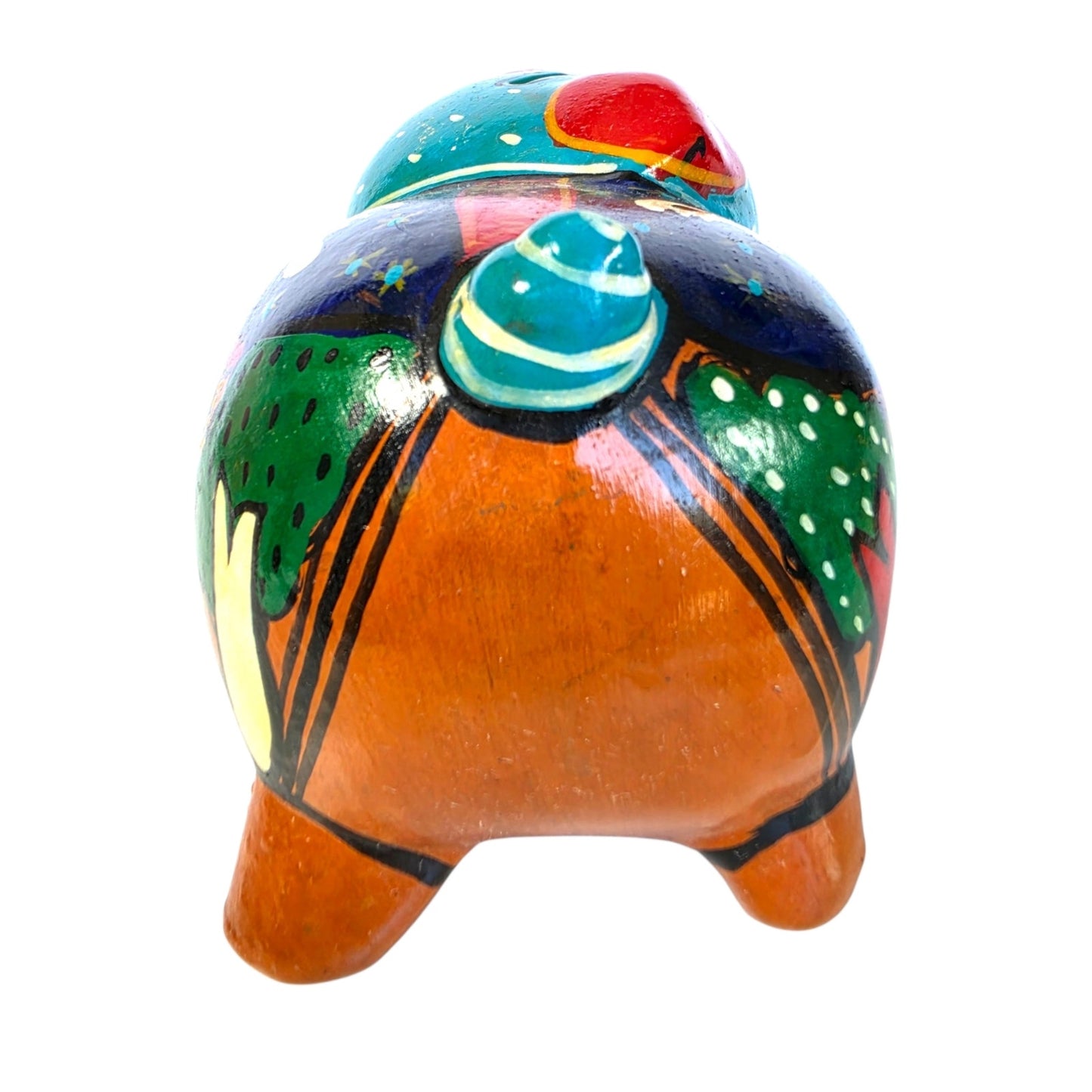 Vtg Mexican Folk Art Piggy Bank & Sombrero Ashtray / Trinket Dish Tonala Pottery