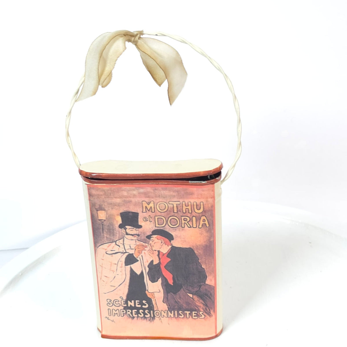Steinlen Mothu et Doria Hanging Tin Wall Pocket Match Pencil Holder French Art
