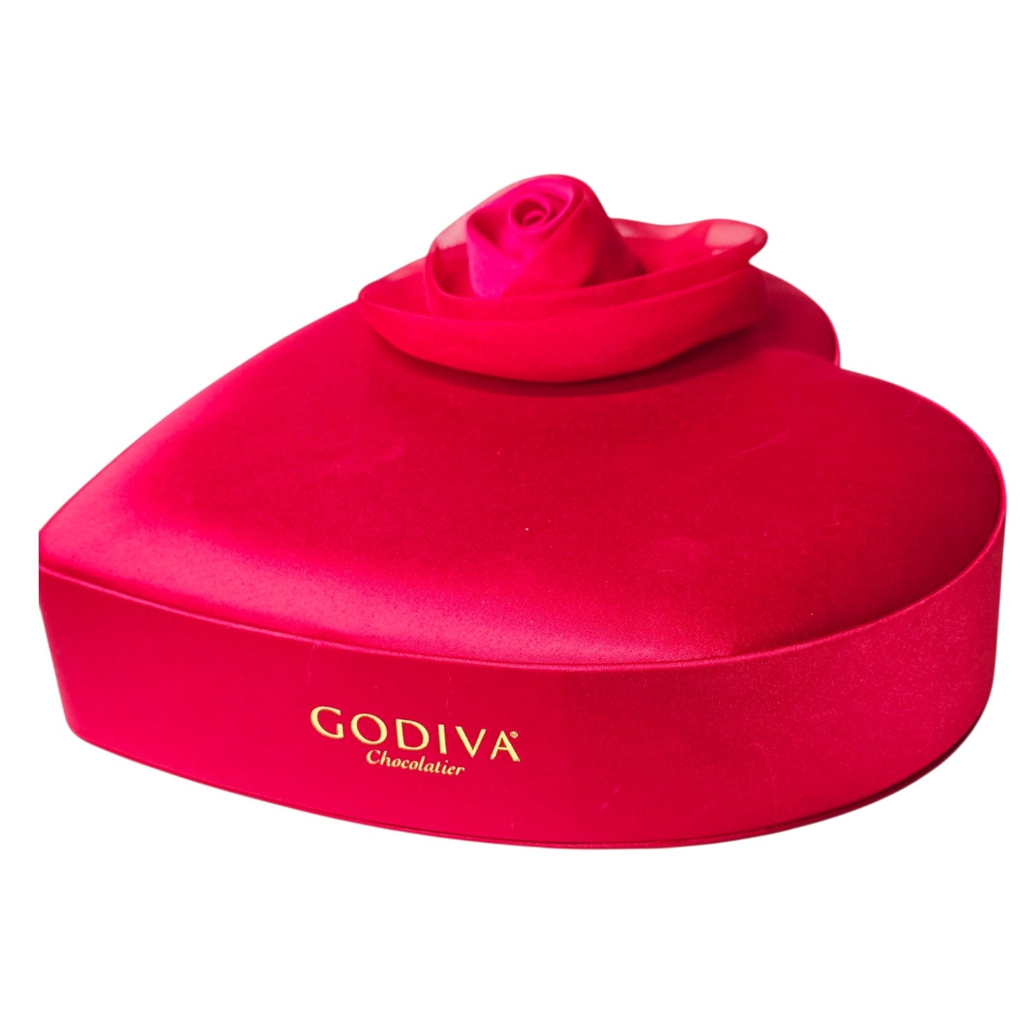 Godiva Red Satin Heart-Shaped Chocolated Gift Box with Satin Rose Valentines Day