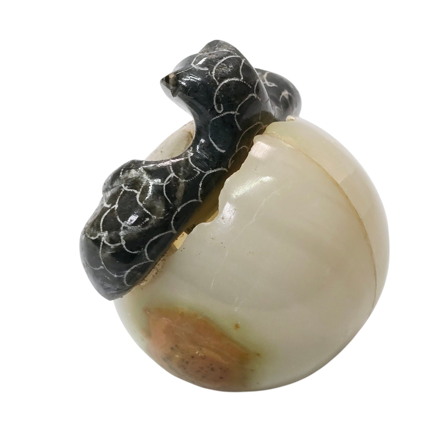 Natural Carved Stone Sea Turtle Egg Figurine Onyx Marble Baby Hatching