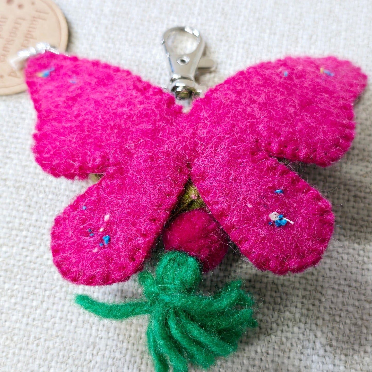 B. Pink Wool Butterfly Purse Charm, Handcrafted in Nepal 2022 Ganz