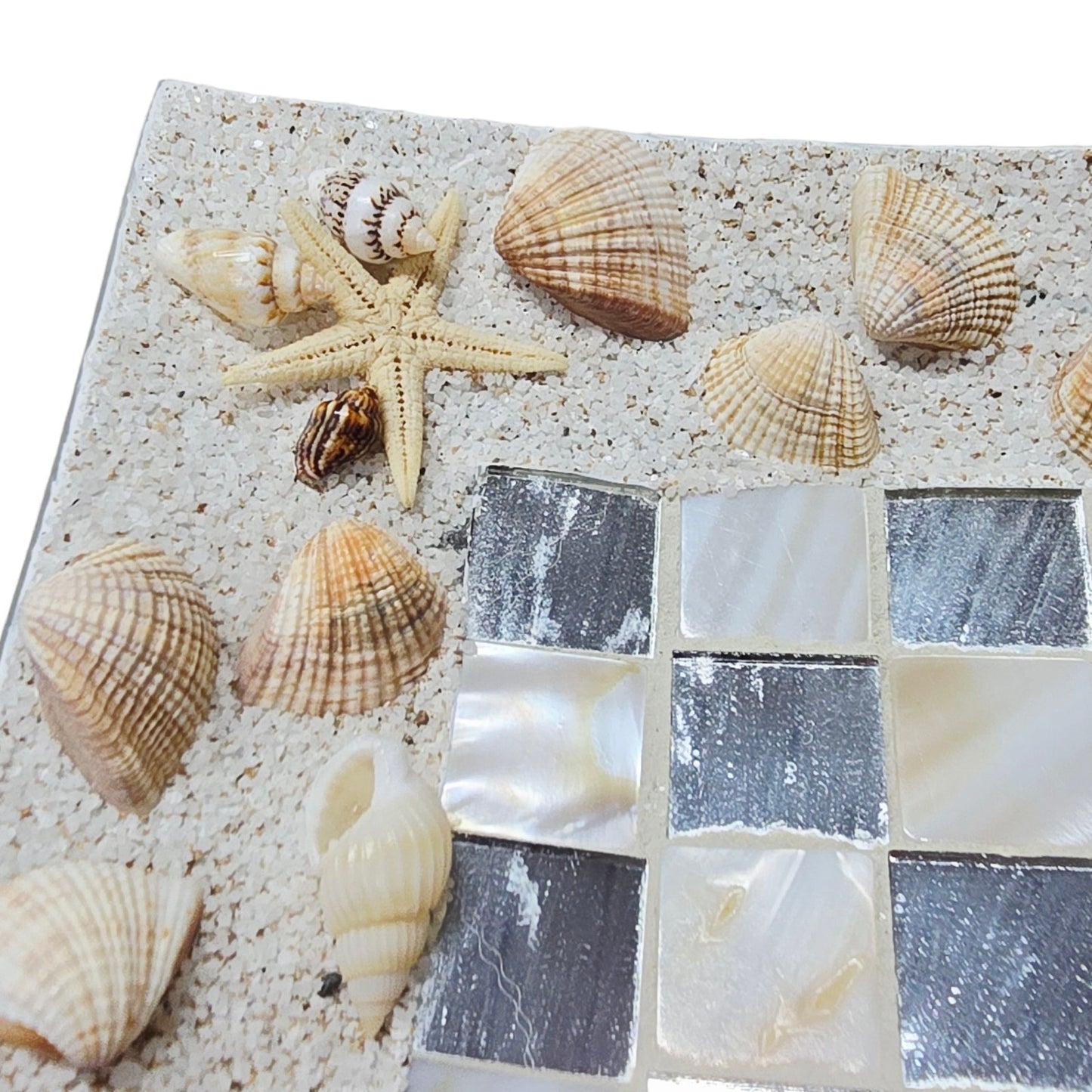 Pier 1 Imports Shell Mosaic Glass Trays Seaside Decor Rectangular Coastal Decor