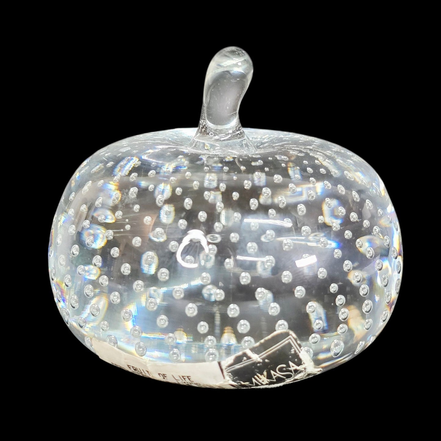 Mikasa Glass Apple Paperweight "Fruits of Life" Bullicante Control Bubbles