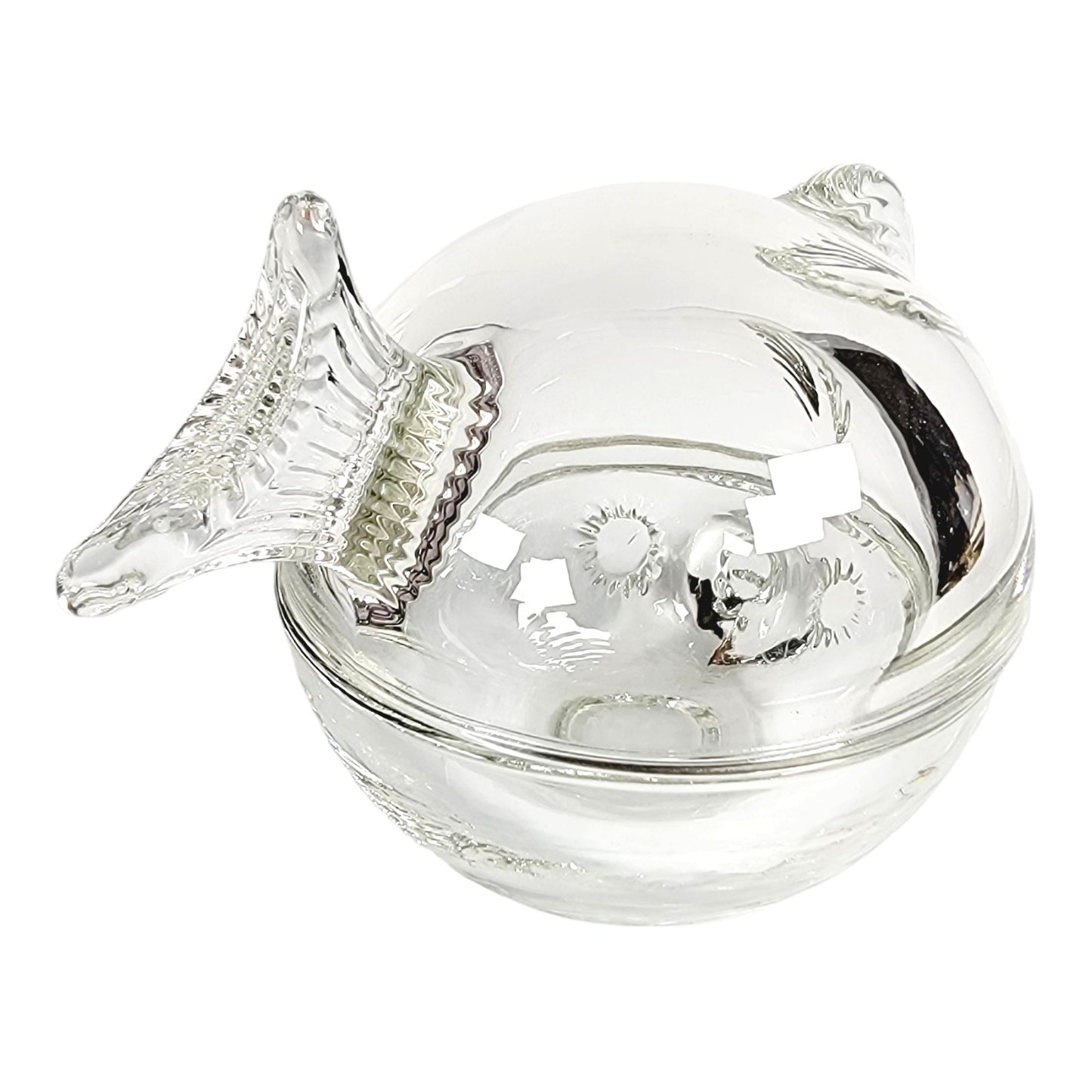 Anchor Hocking USA Lidded Fish Trinket Dish, Heavy Thick Glass Fish Trinket Dish