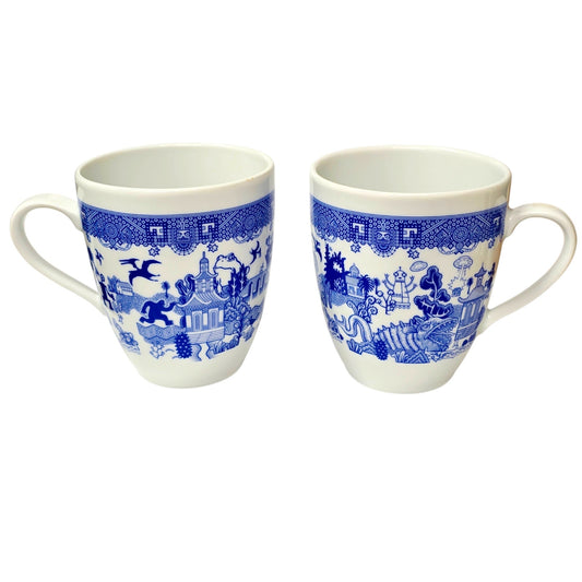 Calamityware Things Could Be Worse Mugs Set of 2 Blue White Porcelain Coffee Mug