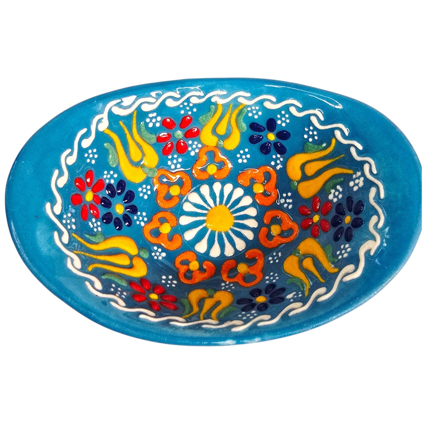 Hand-Painted Blue Floral Ceramic Trinket Dishes (Set of 2)