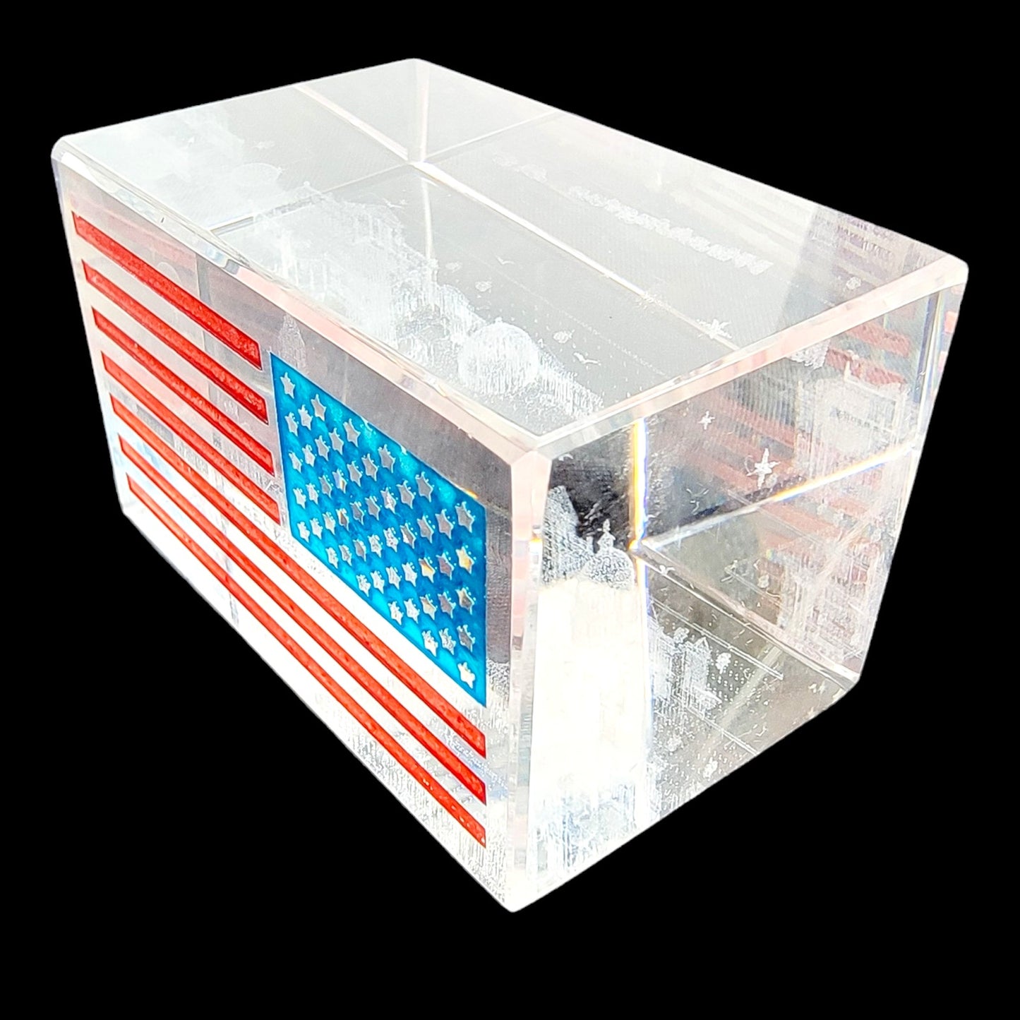 Washington DC American Flag 3D Laser Art Glass Paperweight