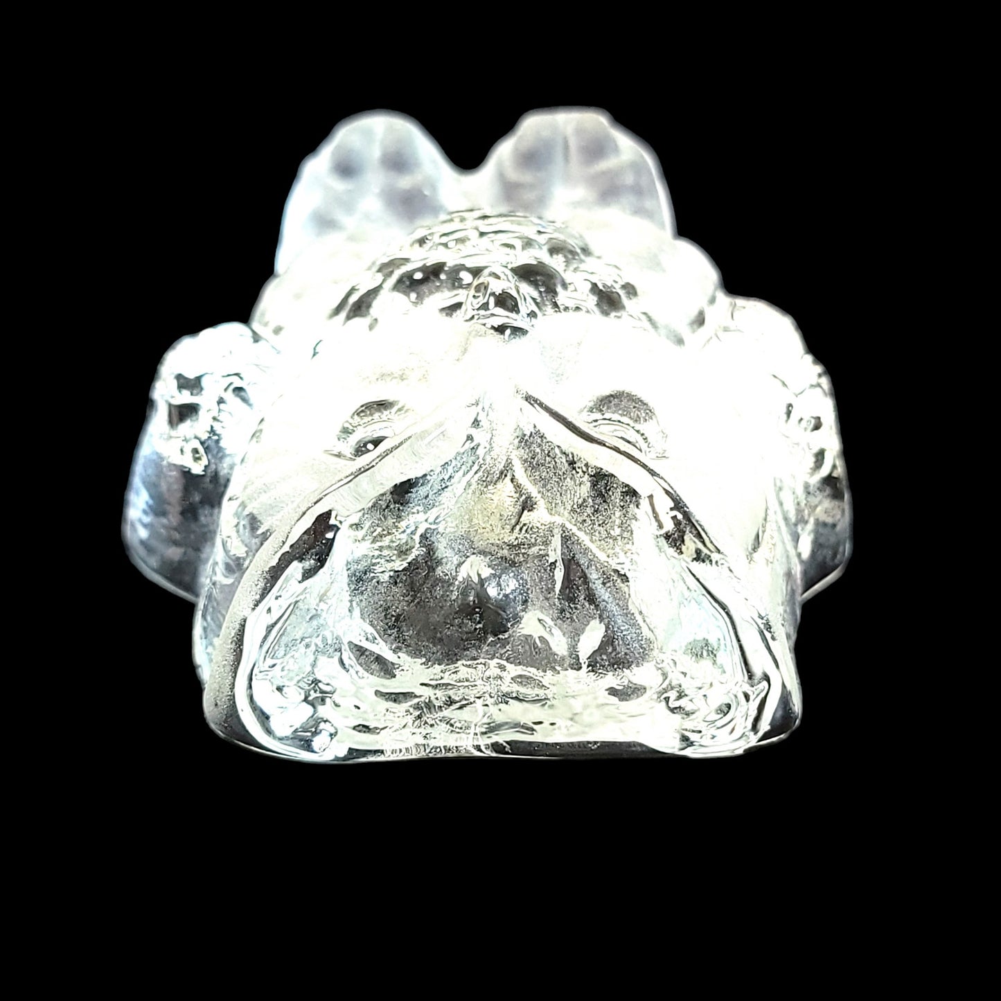 4" Vintage Clear & Frosted Viking Glass Owl Bookend Paperweight FLAW