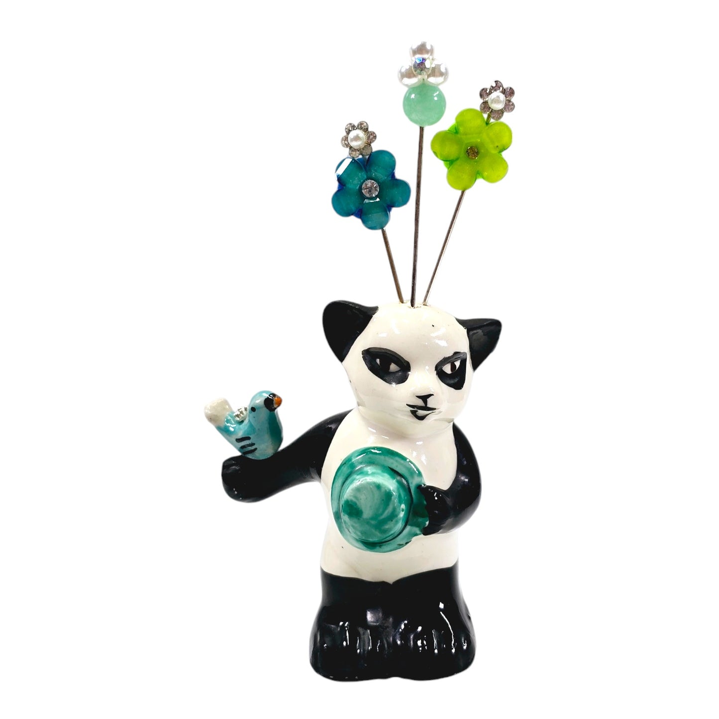 Vintage Panda Salt Shaker Hat Pin Display