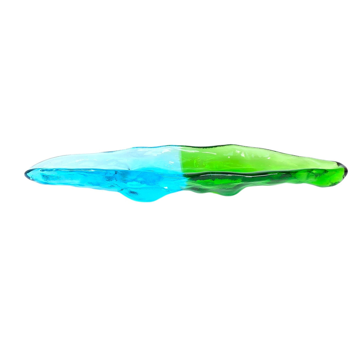 Recycled Sea Glass Console Dish Two-Toned Aqua and Green Long Trinket Tray