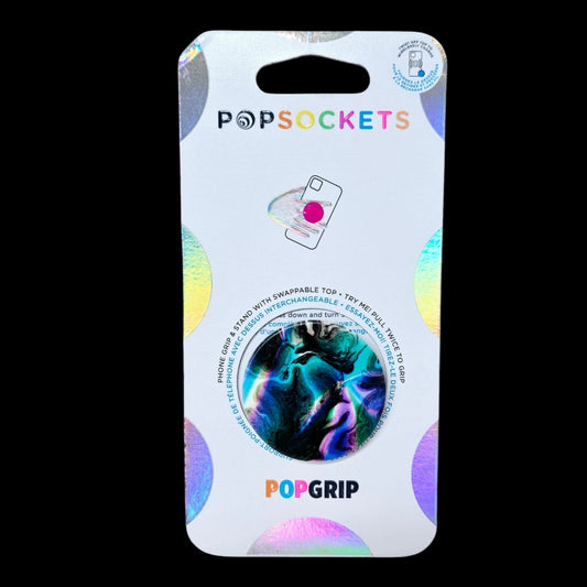 NEW! PopSockets PopGrip Phone Grip Stand Oil Agate with Swap Top Swirl Pattern